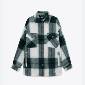 Nwot - Zara Wool Blend Plaid Shacket Size Large